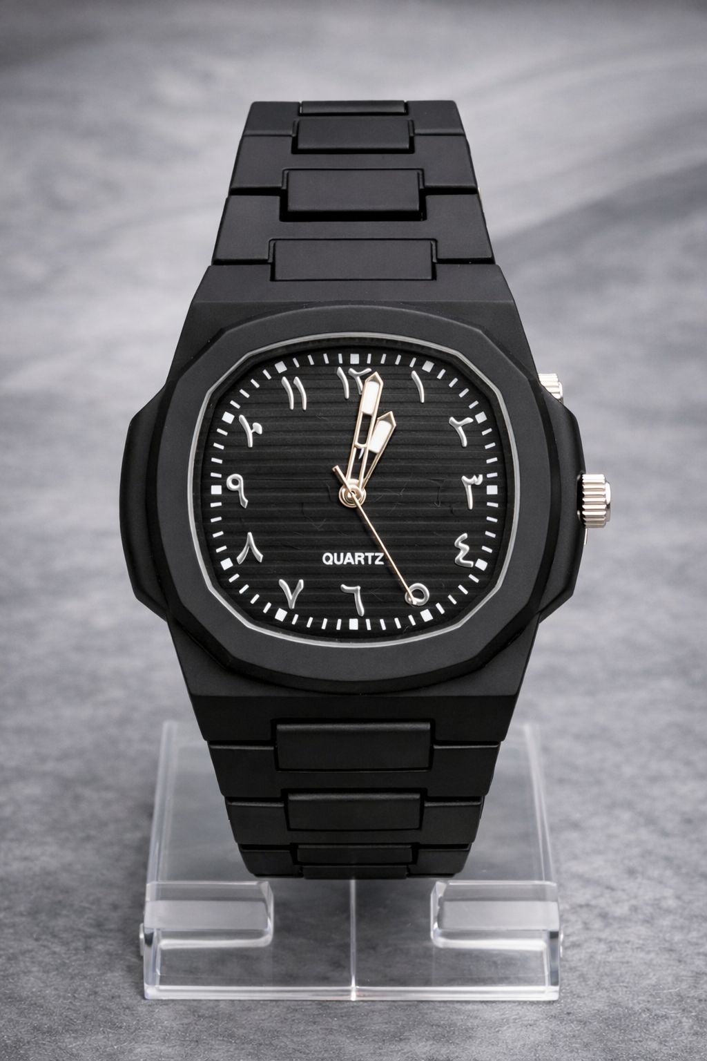 * Luxury Arabic Steel Finish Watch
