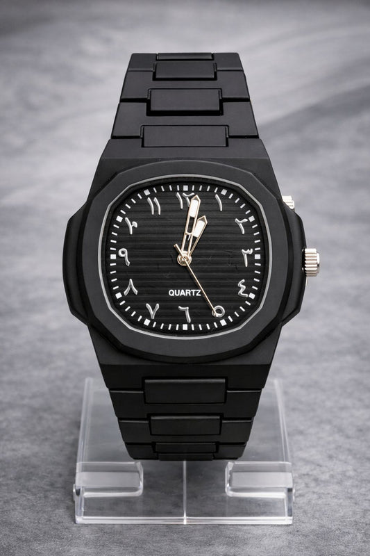 * Luxury Arabic Steel Finish Watch