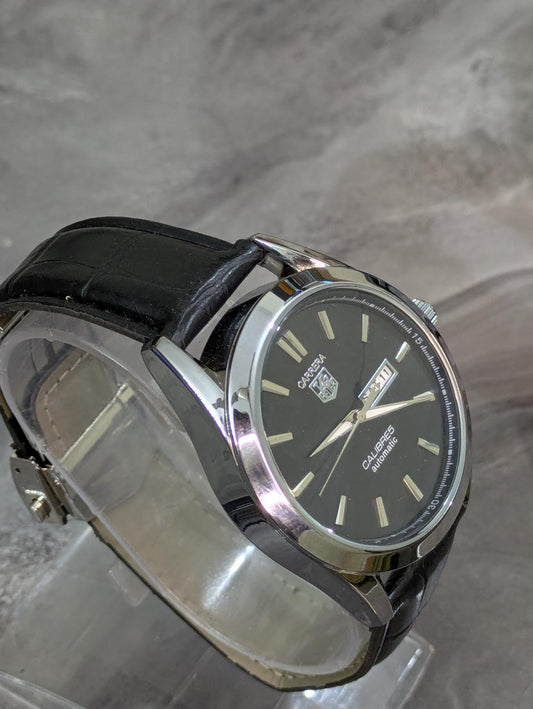 Tag Heuer Calibre 5 Black Belt Silver Bezel Black Dial