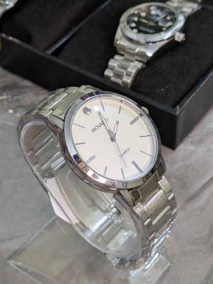 Bonito K-6123-CH-WHT Metal Band Men Watch