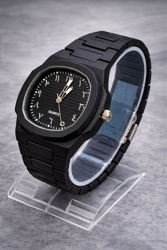 * Luxury Arabic Steel Finish Watch