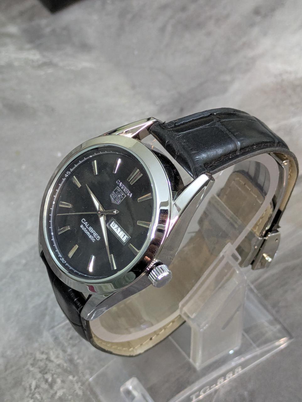 Tag Heuer Calibre 5 Black Belt Silver Bezel Black Dial