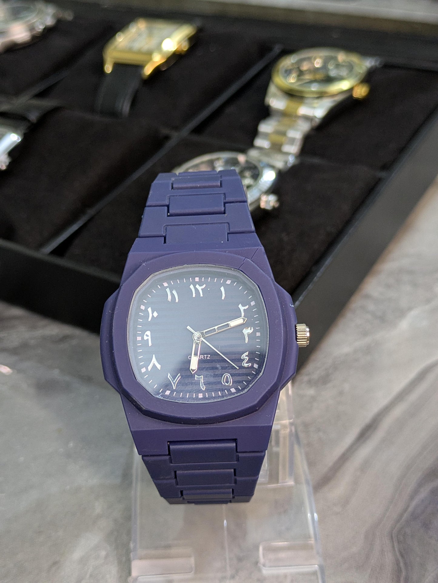 * Luxury Arabic Steel Finish Watch
