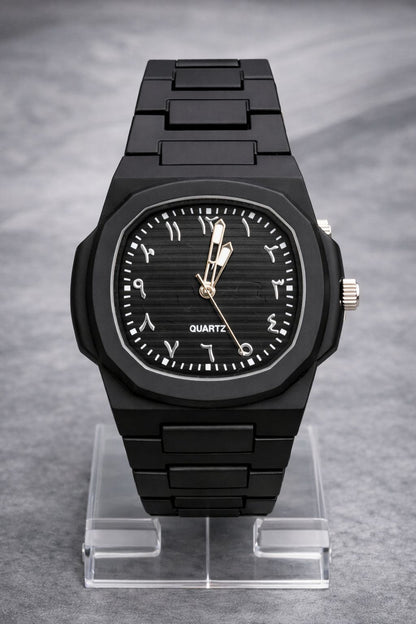 * Luxury Arabic Steel Finish Watch